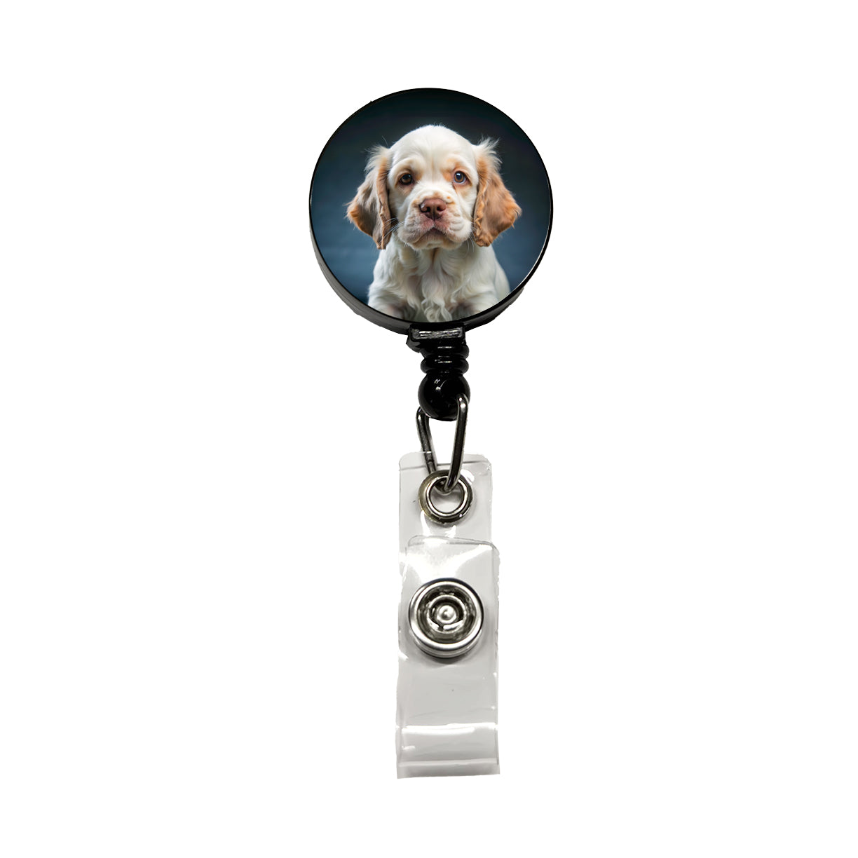 Clumber Spaniel Dog Puppy Photo Retractable ID Key Card Name Tag Badge Holder with Clip