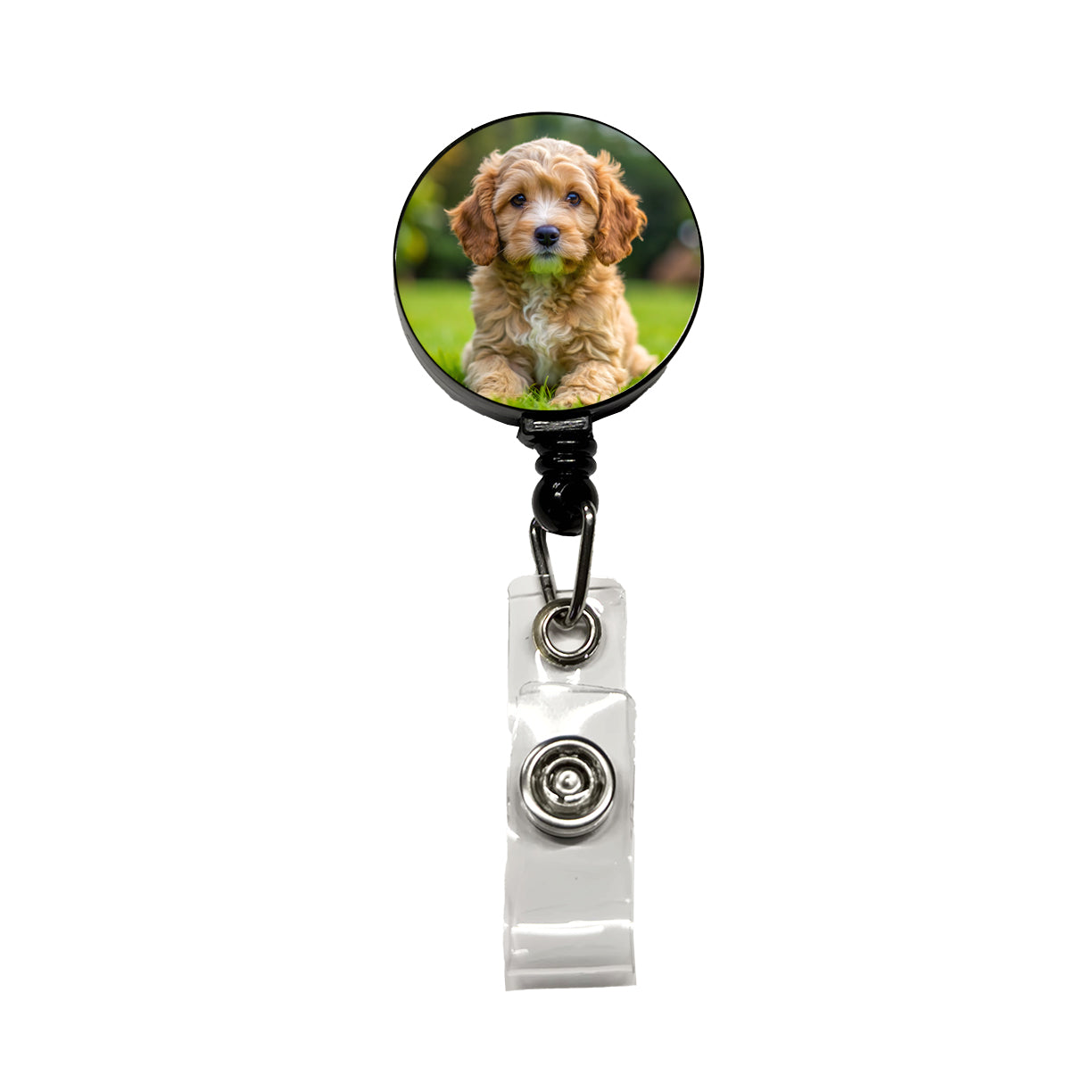 Cockapoo Dog Puppy Photo Retractable ID Key Card Name Tag Badge Holder with Clip