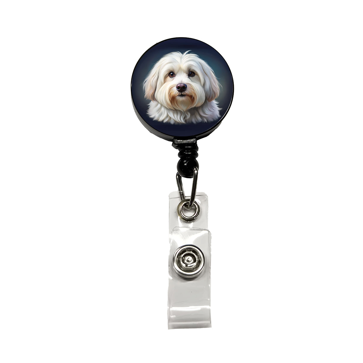 Coton De Tulear Dog Illustration Retractable ID Key Card Name Tag Badge Holder with Clip
