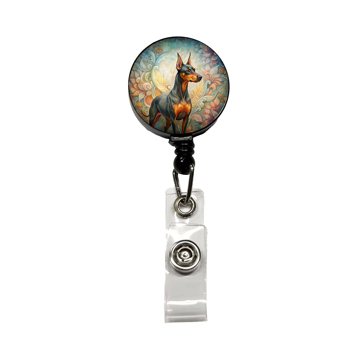 German Pinscher Dog Art Nouveau Retractable ID Key Card Name Tag Badge Holder with Clip