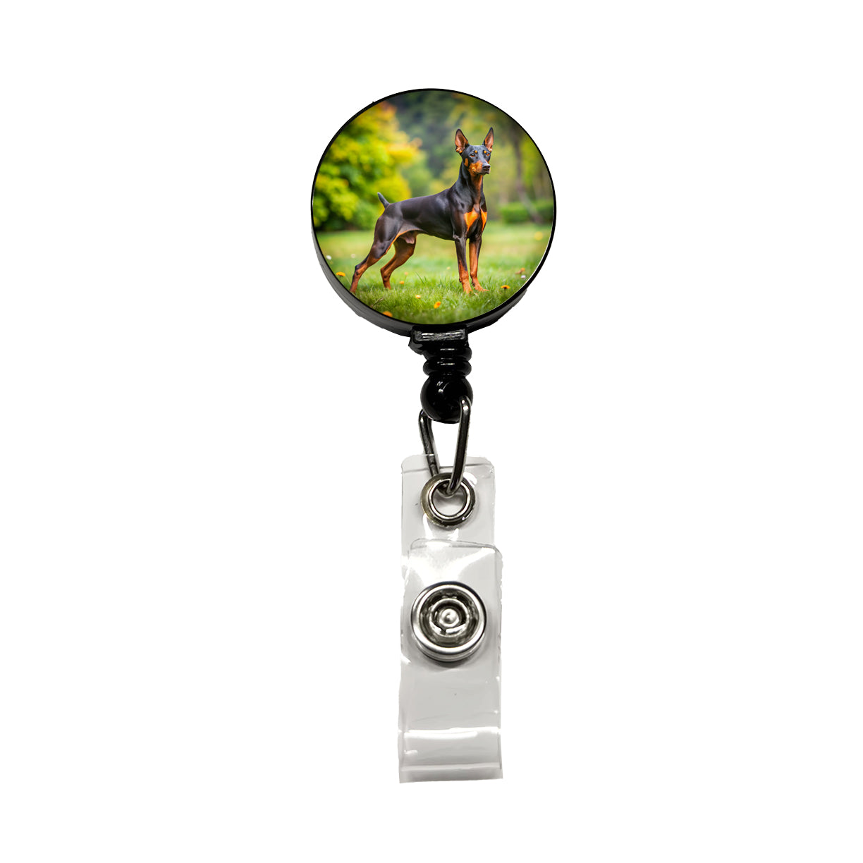 German Pinscher Dog Photo Retractable ID Key Card Name Tag Badge Holder with Clip