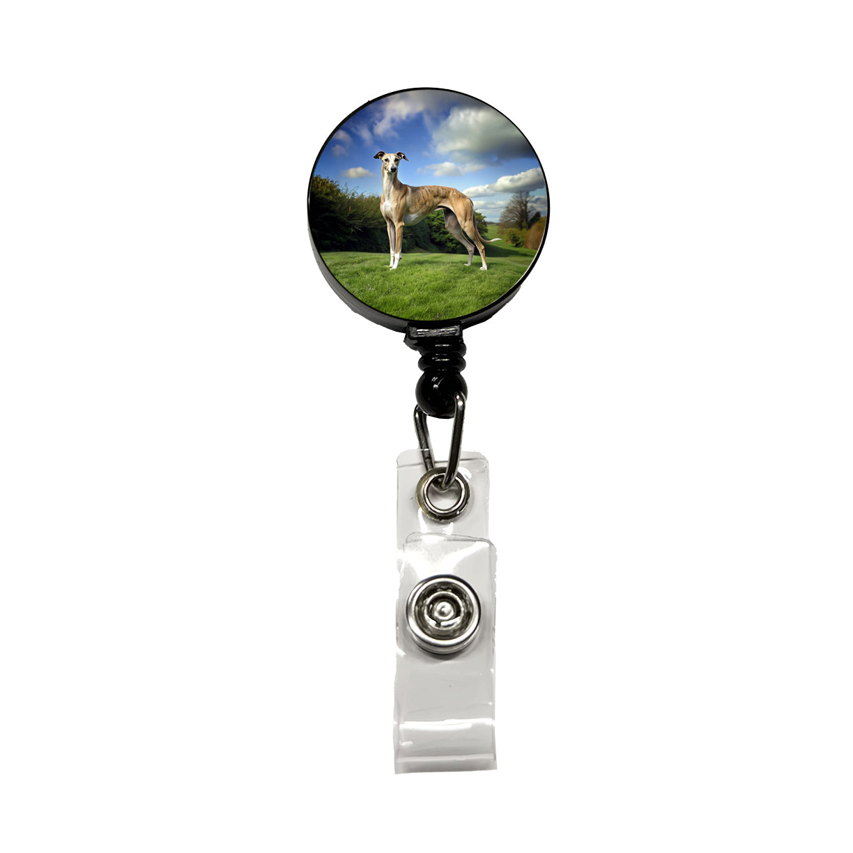 Greyhound Dog Photo Retractable ID Key Card Name Tag Badge Holder with Clip
