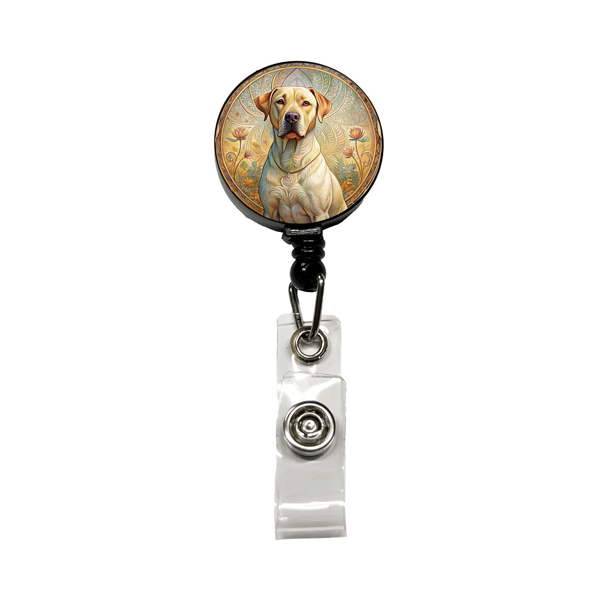 Labrabull Dog Art Nouveau Retractable ID Key Card Name Tag Badge Holder with Clip