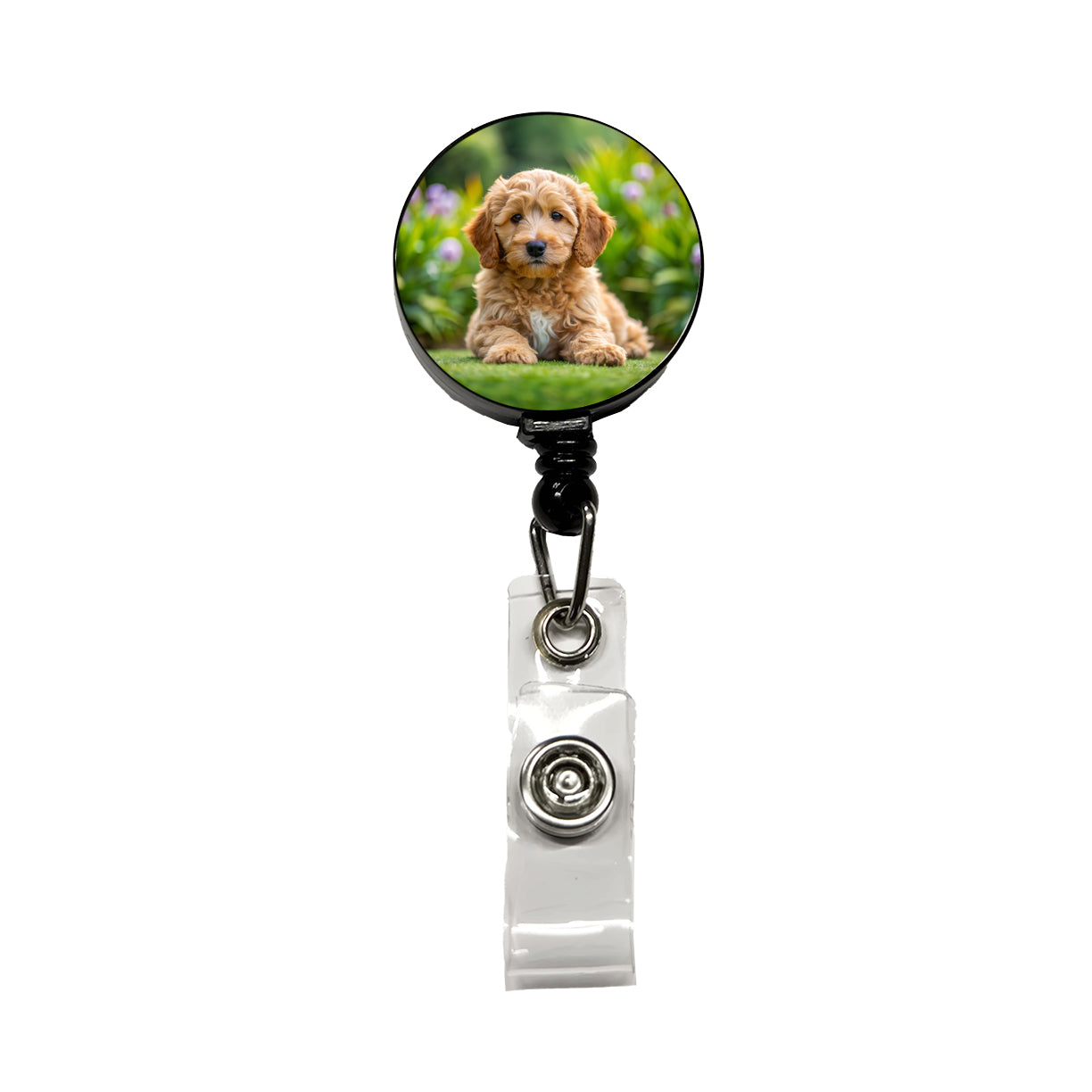 Labradoodle Dog Puppy Photo Retractable ID Key Card Name Tag Badge Holder with Clip