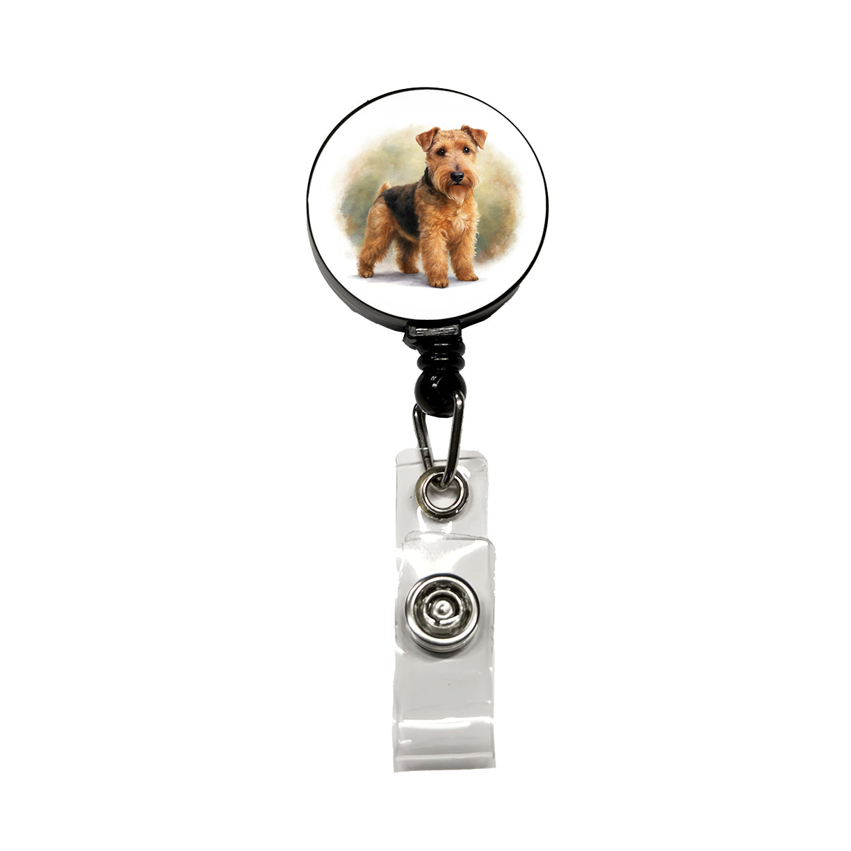 Lakeland Terrier Dog Illustration Retractable ID Key Card Name Tag Badge Holder with Clip