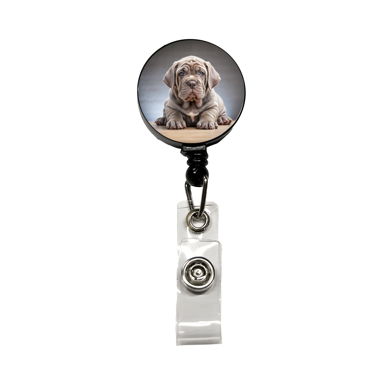 Neapolitan Mastiff Dog Puppy Photo Retractable ID Key Card Name Tag Badge Holder with Clip