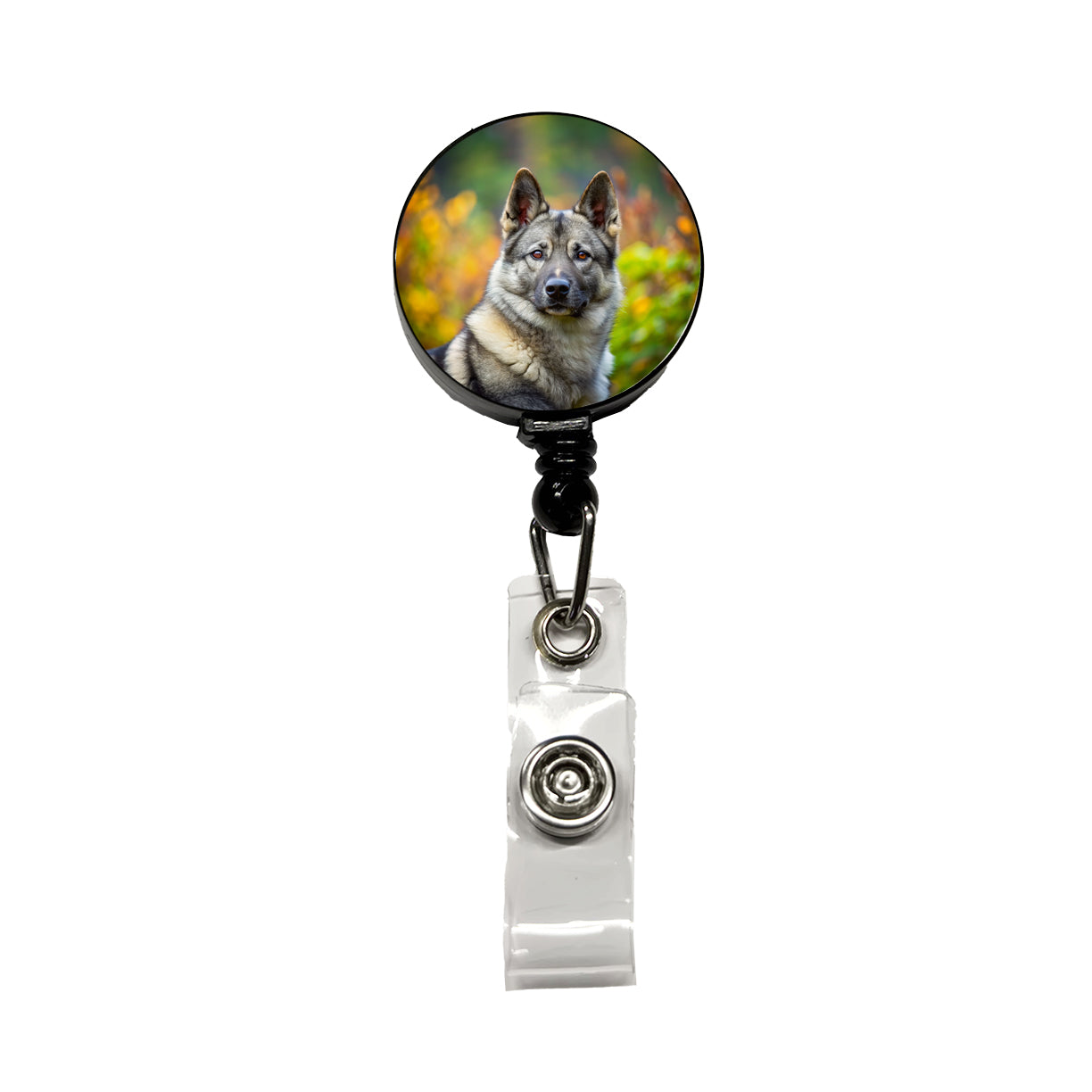 Norwegian Elkhound Dog Photo Retractable ID Key Card Name Tag Badge Holder with Clip