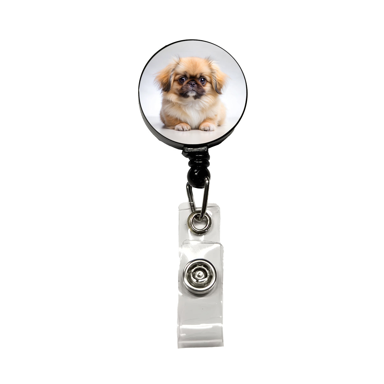 Pekingese Dog Puppy Photo Retractable ID Key Card Name Tag Badge Holder with Clip