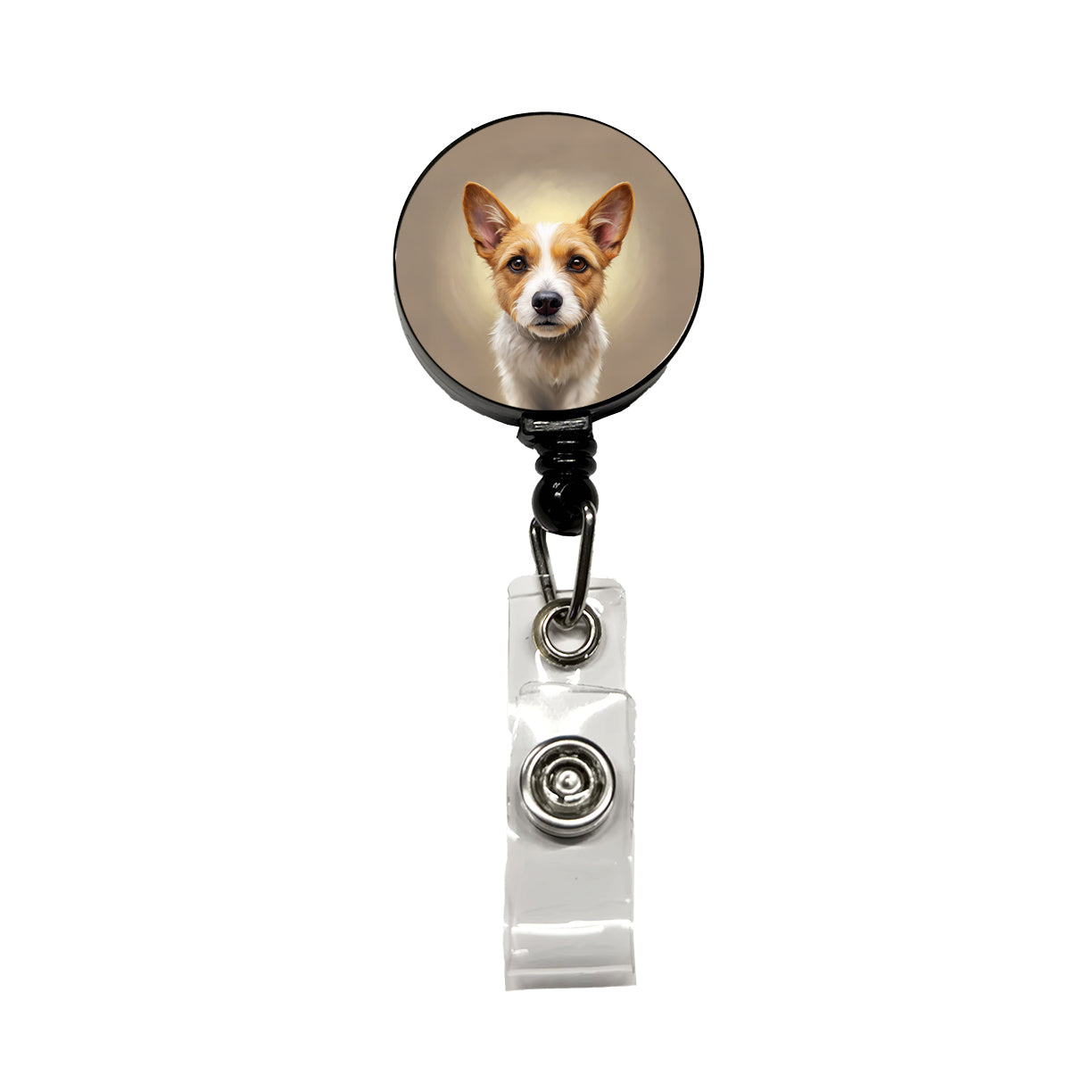 Portuguese Podengo Pequeno Dog Illustration Retractable ID Key Card Name Tag Badge Holder with Clip