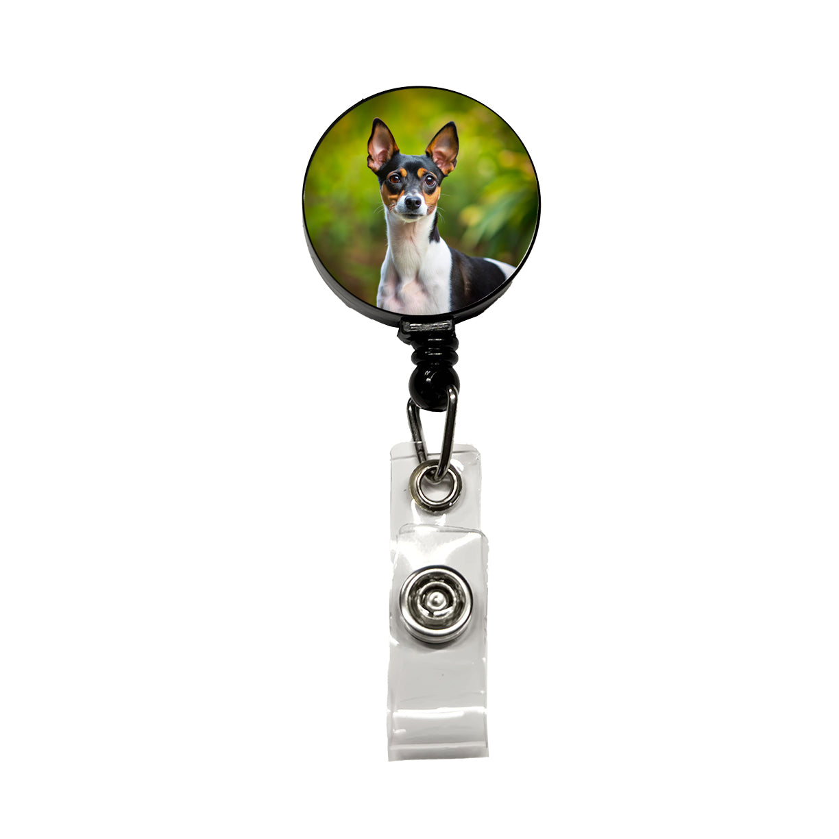 Rat Terrier Dog Photo Retractable ID Key Card Name Tag Badge Holder with Clip