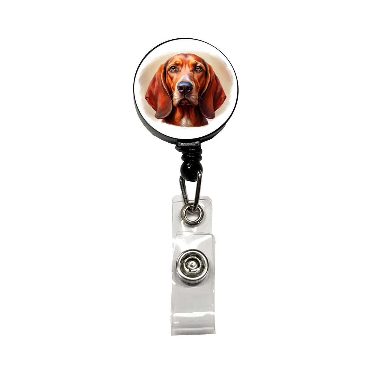 Redbone Coonhound Dog Illustration Retractable ID Key Card Name Tag Badge Holder with Clip