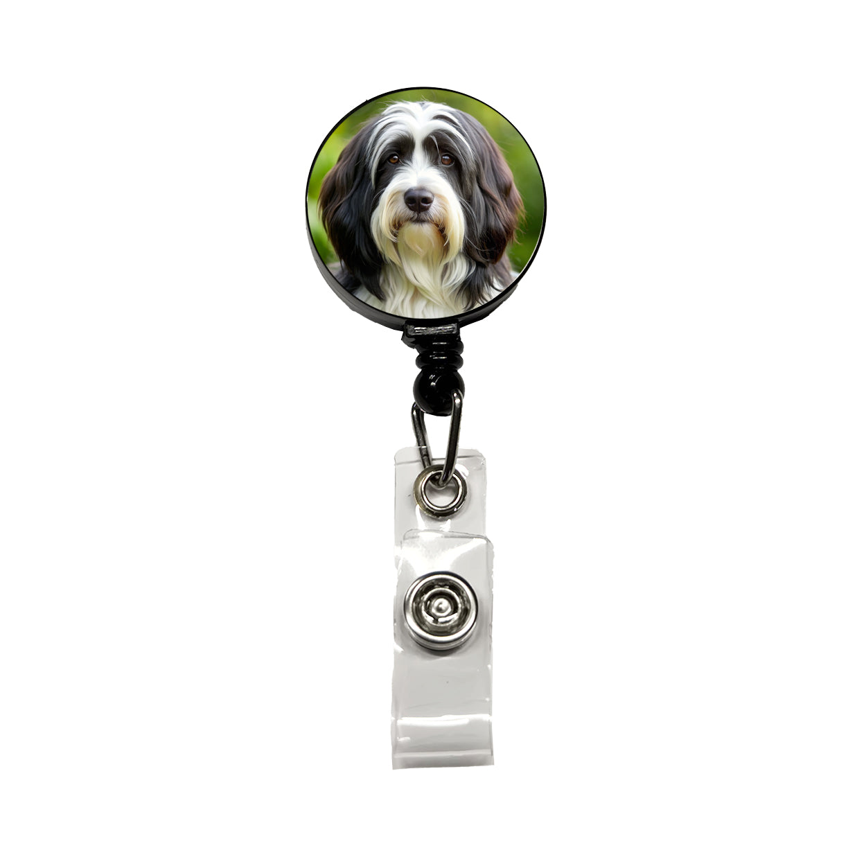 Tibetan Terrier Dog Photo Retractable ID Key Card Name Tag Badge Holder with Clip