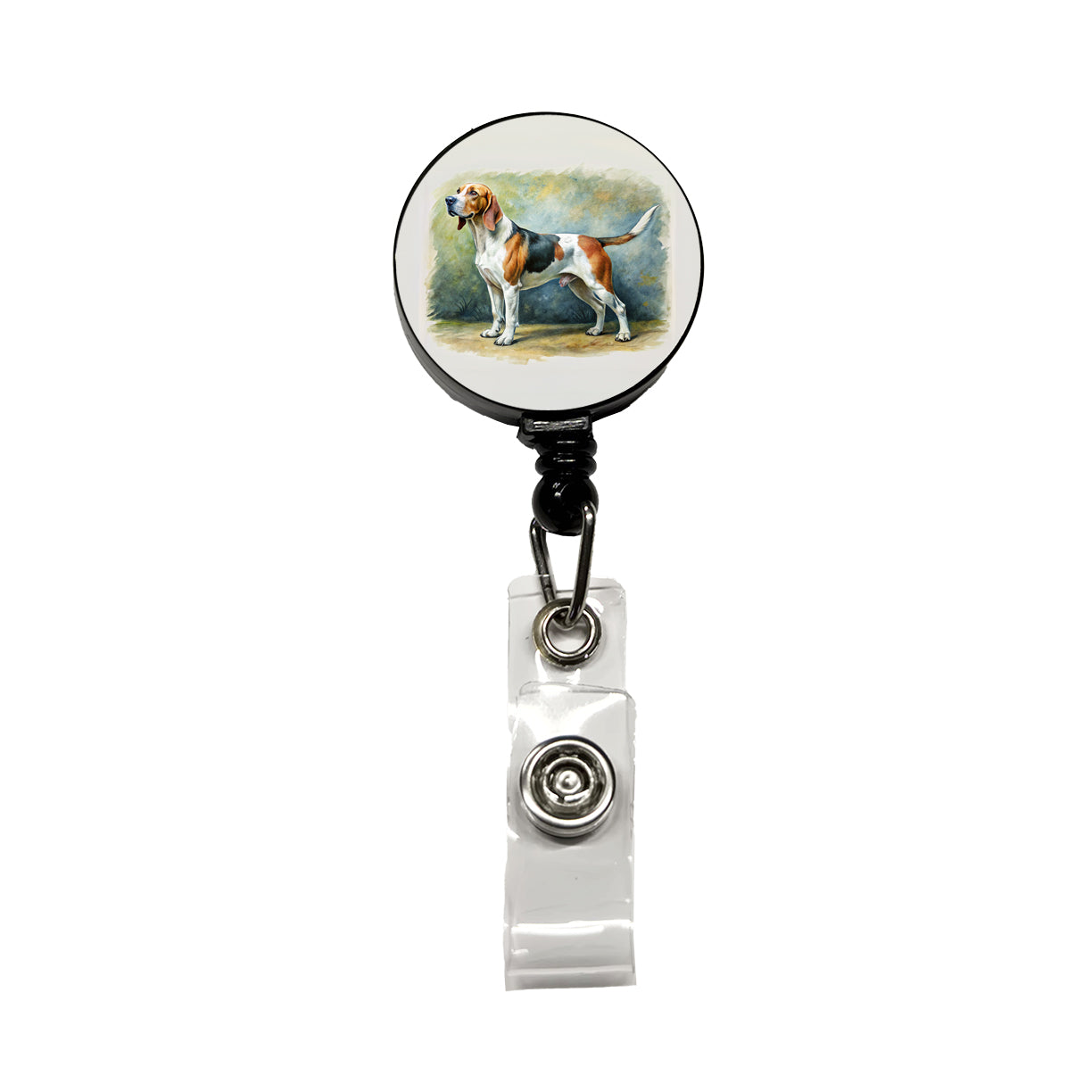 Treeing Walker Coonhound Dog Illustration Retractable ID Key Card Name Tag Badge Holder with Clip