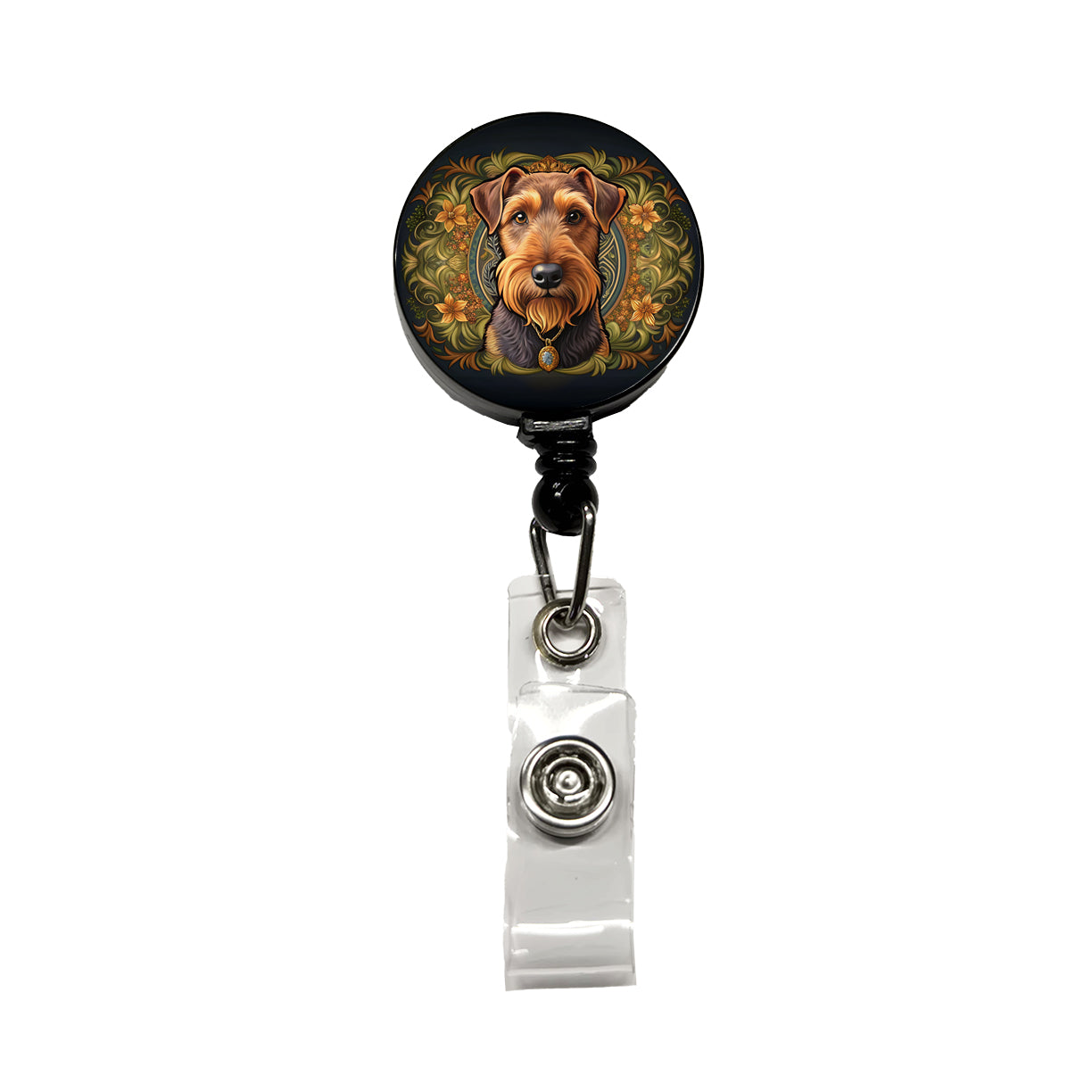 Welsh Terrier Dog Art Nouveau Retractable ID Key Card Name Tag Badge Holder with Clip