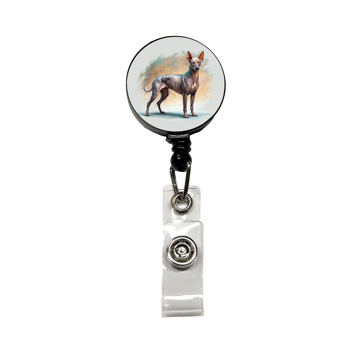 Xoloitzcuintli Xolo Mexican Hairless Dog Illustration Retractable ID Key Card Name Tag Badge Holder with Clip
