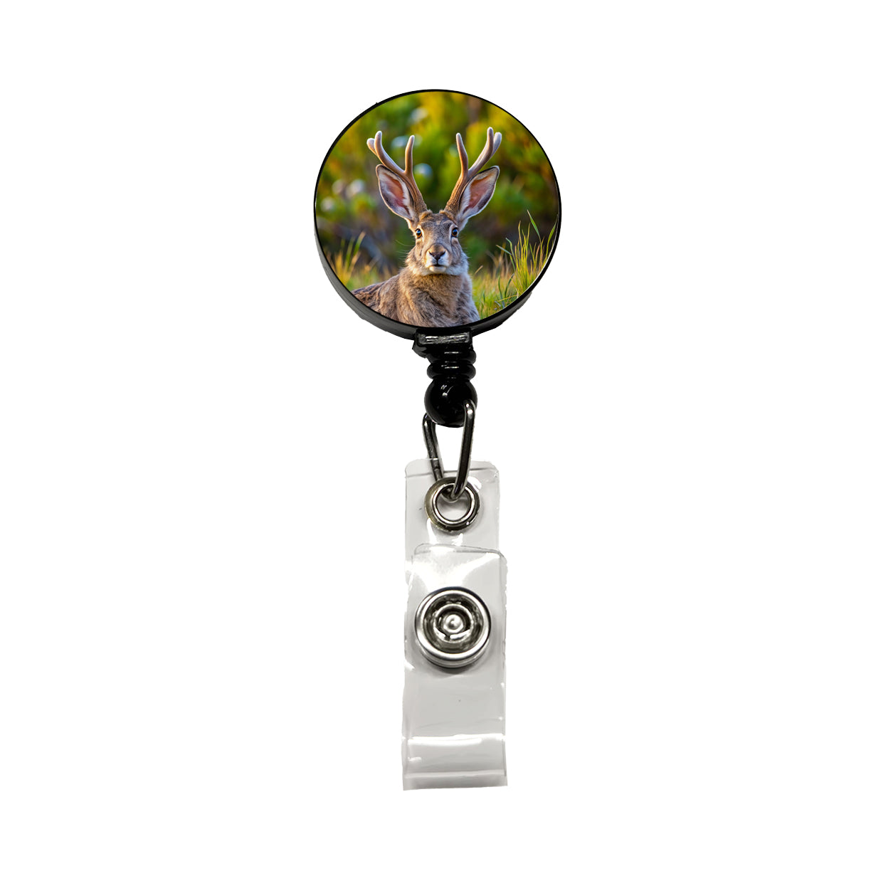 Jackalope In The Wild Retractable ID Key Card Name Tag Badge Holder with Clip