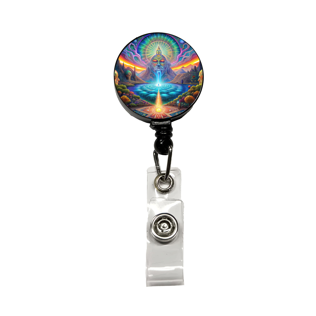 Psychedelic Mysticism Mystical Scene Retractable ID Key Card Name Tag Badge Holder with Clip