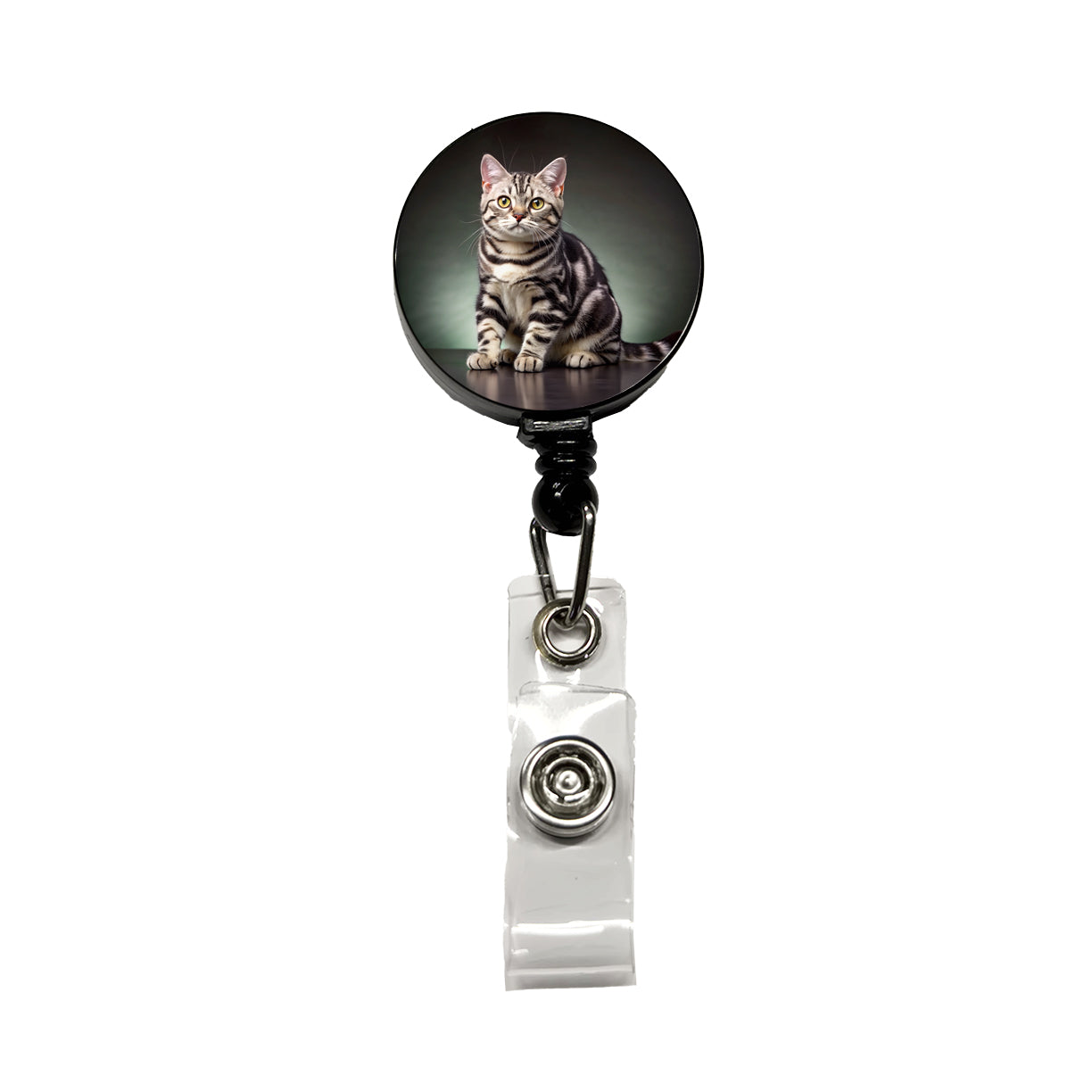 American Shorthair Cat Photo Retractable ID Key Card Name Tag Badge Holder with Clip