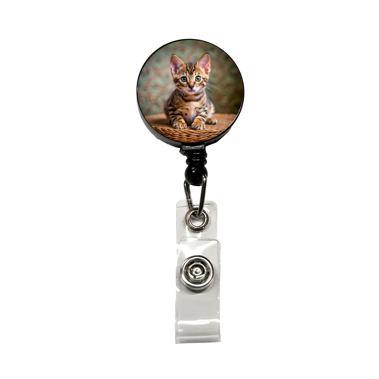 Bengal Cat Kitten Photo Retractable ID Key Card Name Tag Badge Holder with Clip