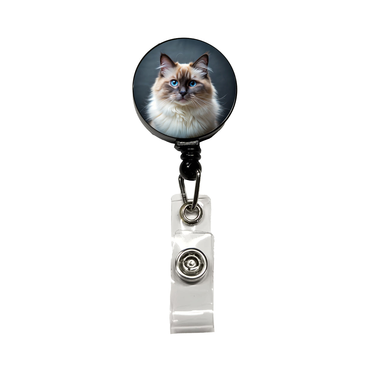 Birman Cat Photo Retractable ID Key Card Name Tag Badge Holder with Clip