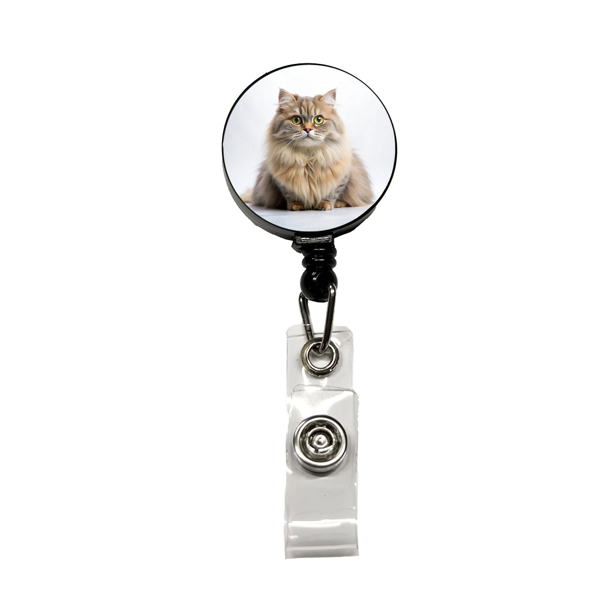 British Longhair Cat Photo Retractable ID Key Card Name Tag Badge Holder with Clip