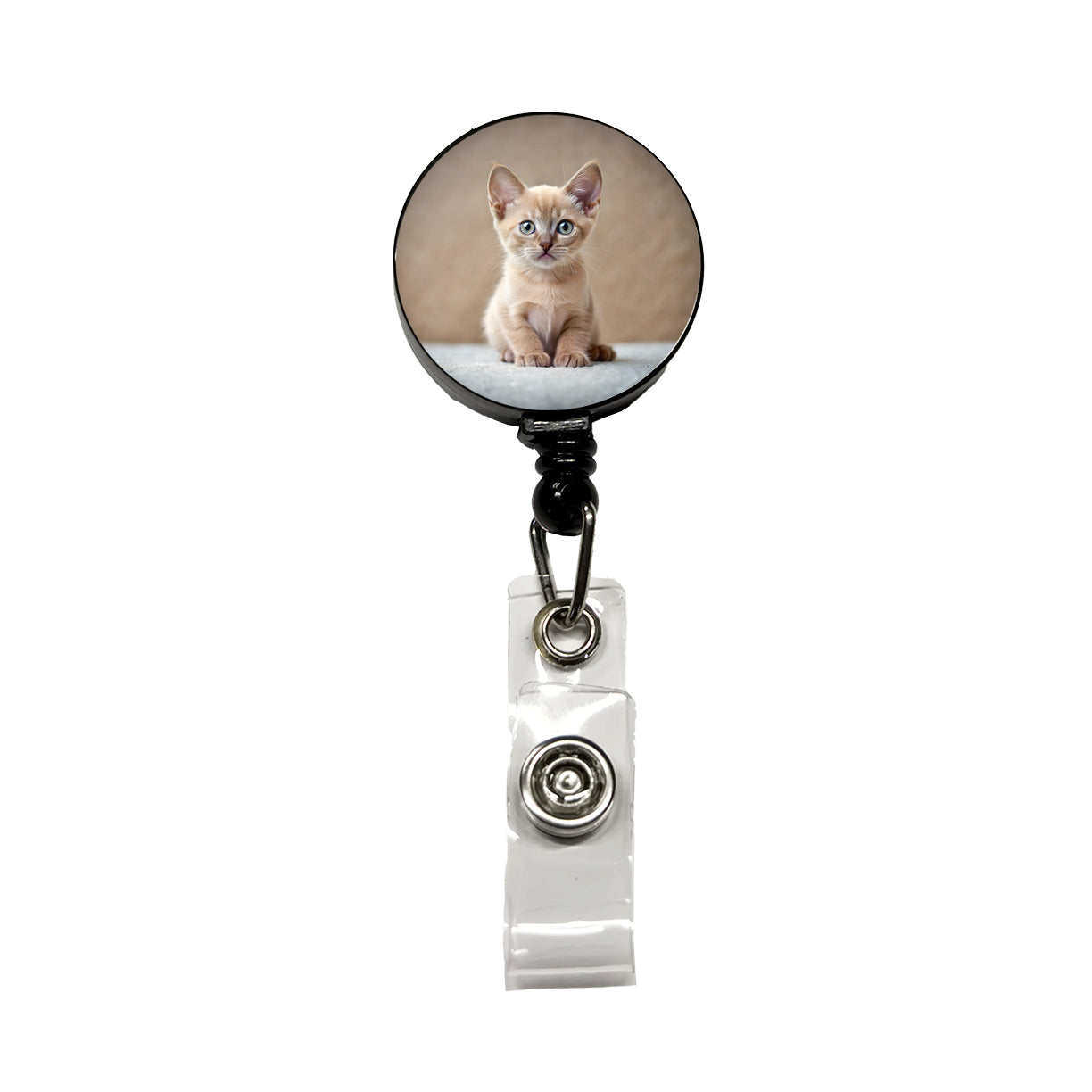 Burmese Cat Kitten Photo Retractable ID Key Card Name Tag Badge Holder with Clip