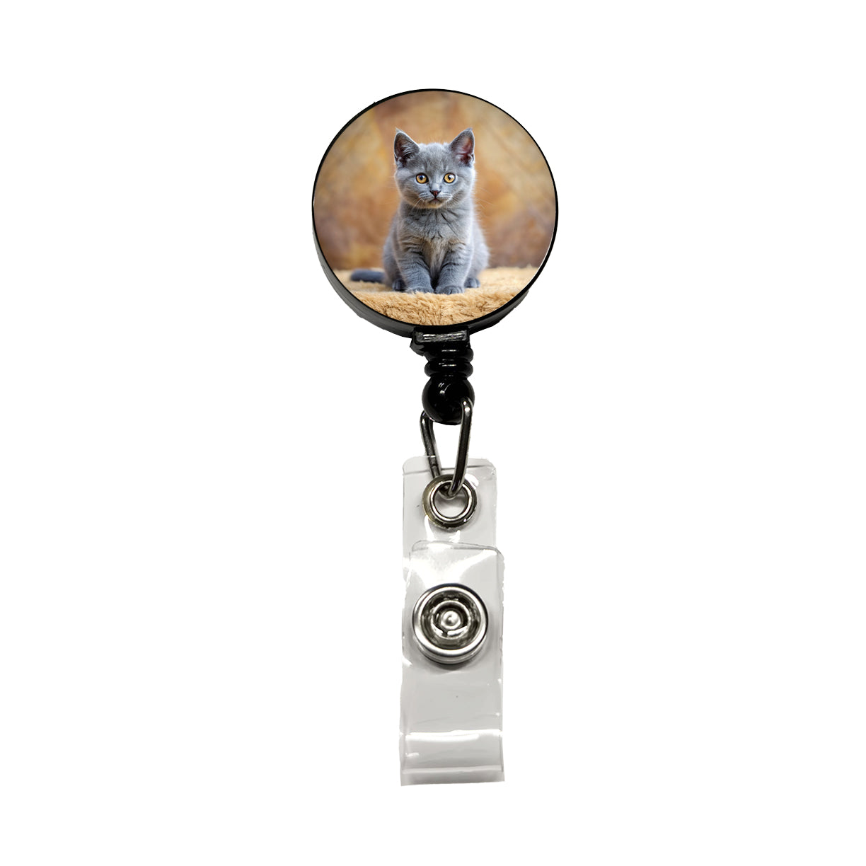 Chartreux Cat Kitten Photo Retractable ID Key Card Name Tag Badge Holder with Clip