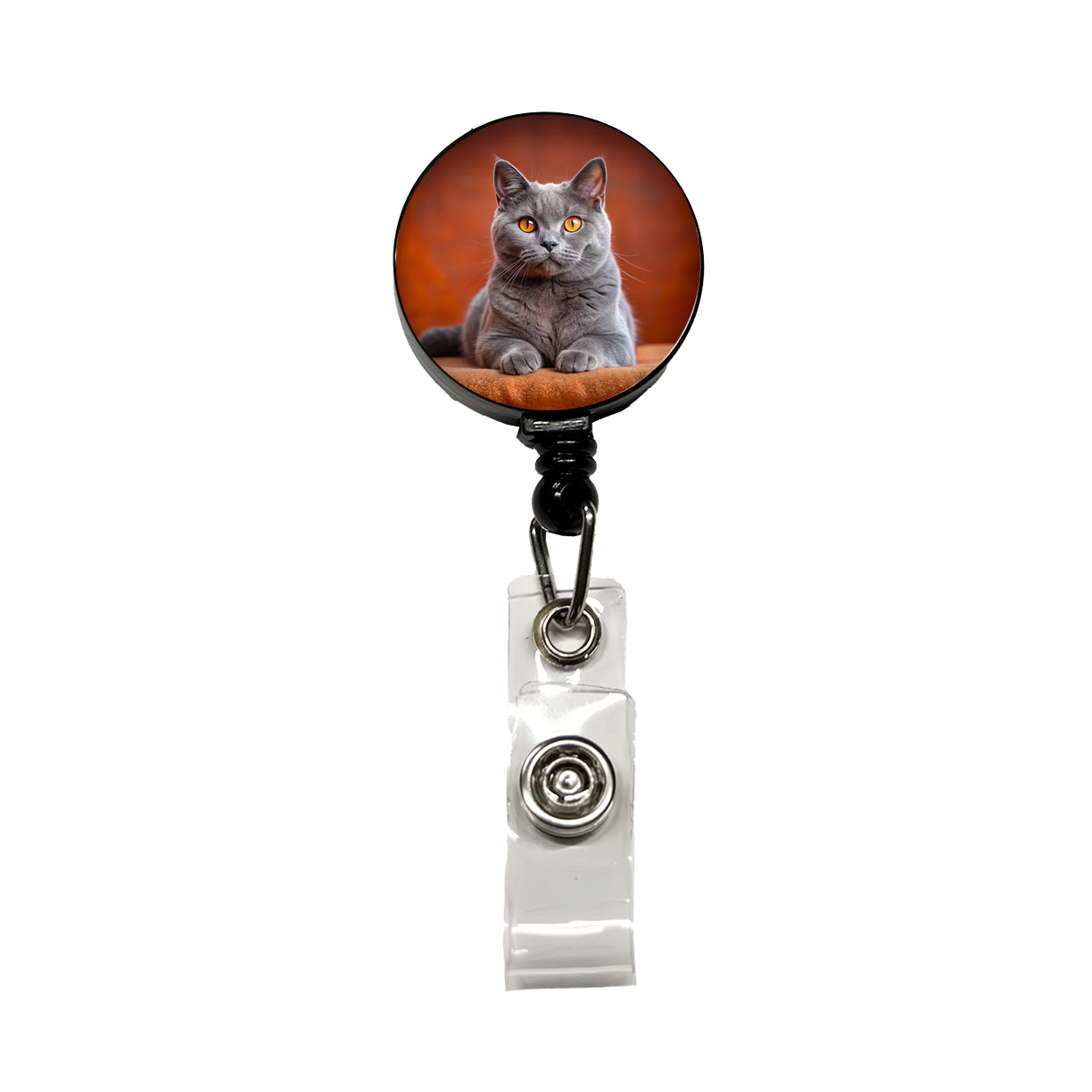 Chartreux Cat Photo Retractable ID Key Card Name Tag Badge Holder with Clip