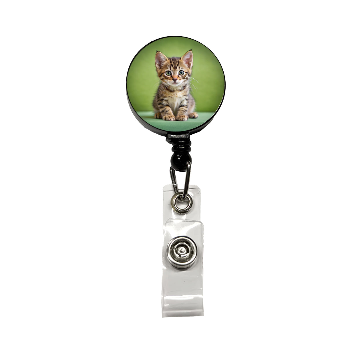 European Shorthair Cat Kitten Photo Retractable ID Key Card Name Tag Badge Holder with Clip