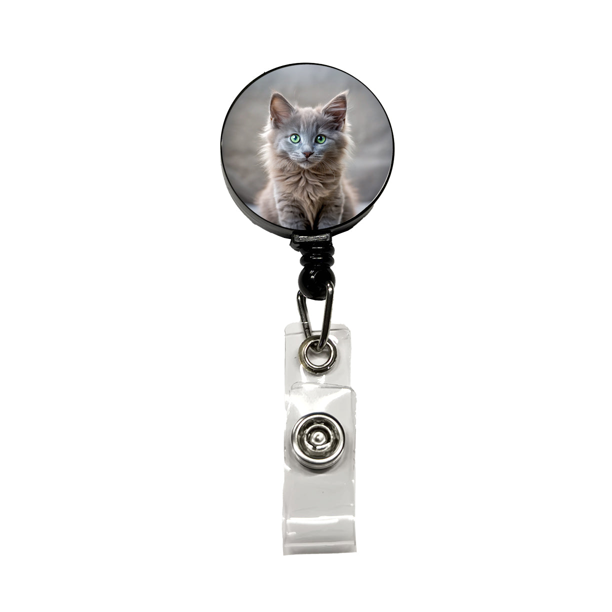 Nebelung Cat Kitten Photo Retractable ID Key Card Name Tag Badge Holder with Clip