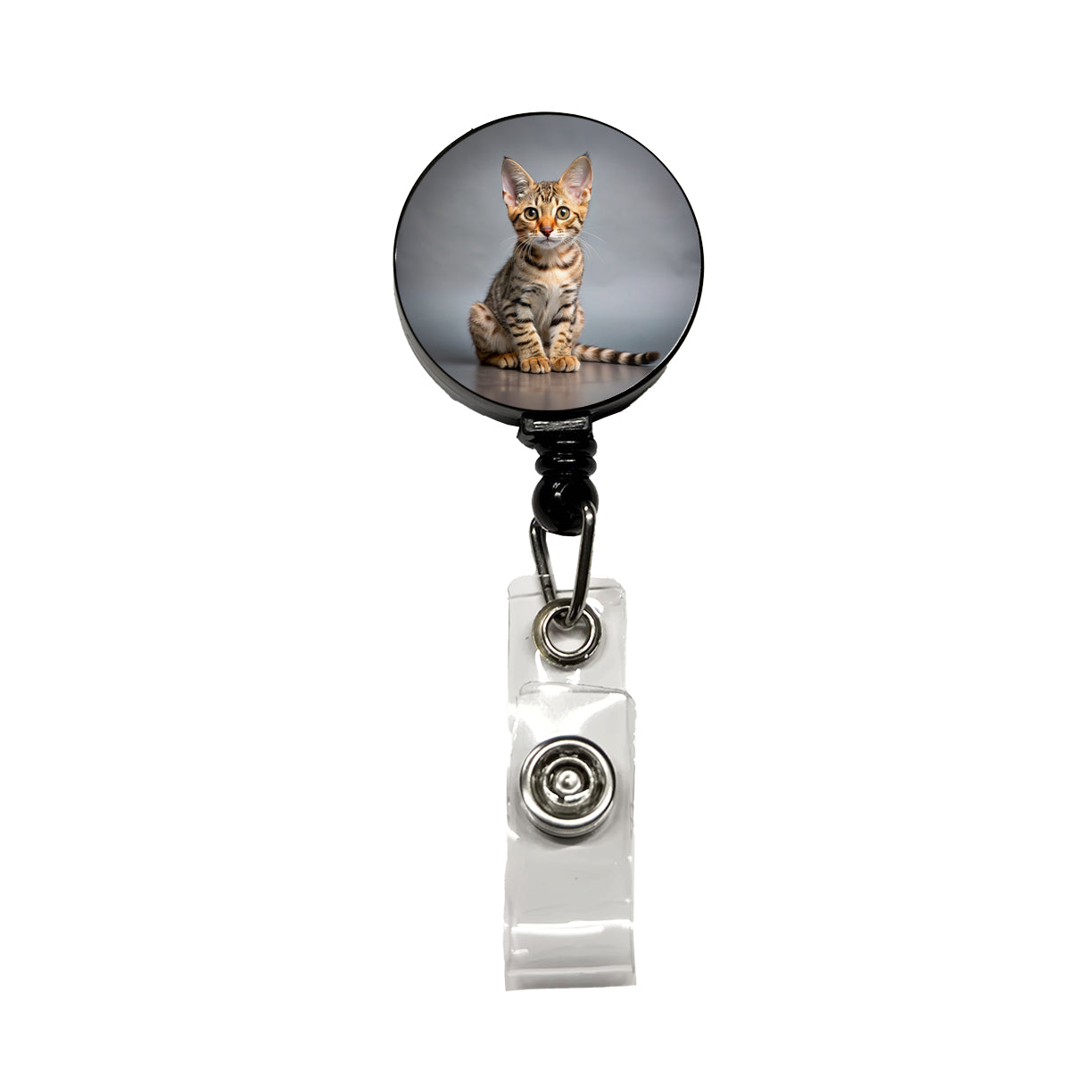 Ocicat Cat Kitten Photo Retractable ID Key Card Name Tag Badge Holder with Clip