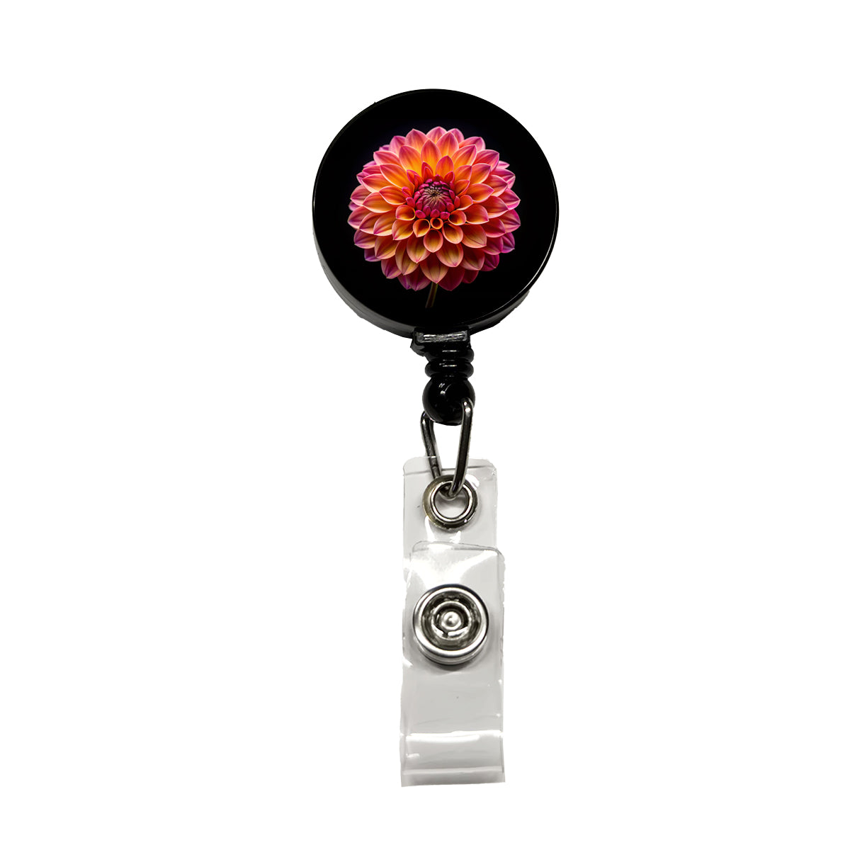 Dahlia Flower Photo Retractable ID Key Card Name Tag Badge Holder with Clip