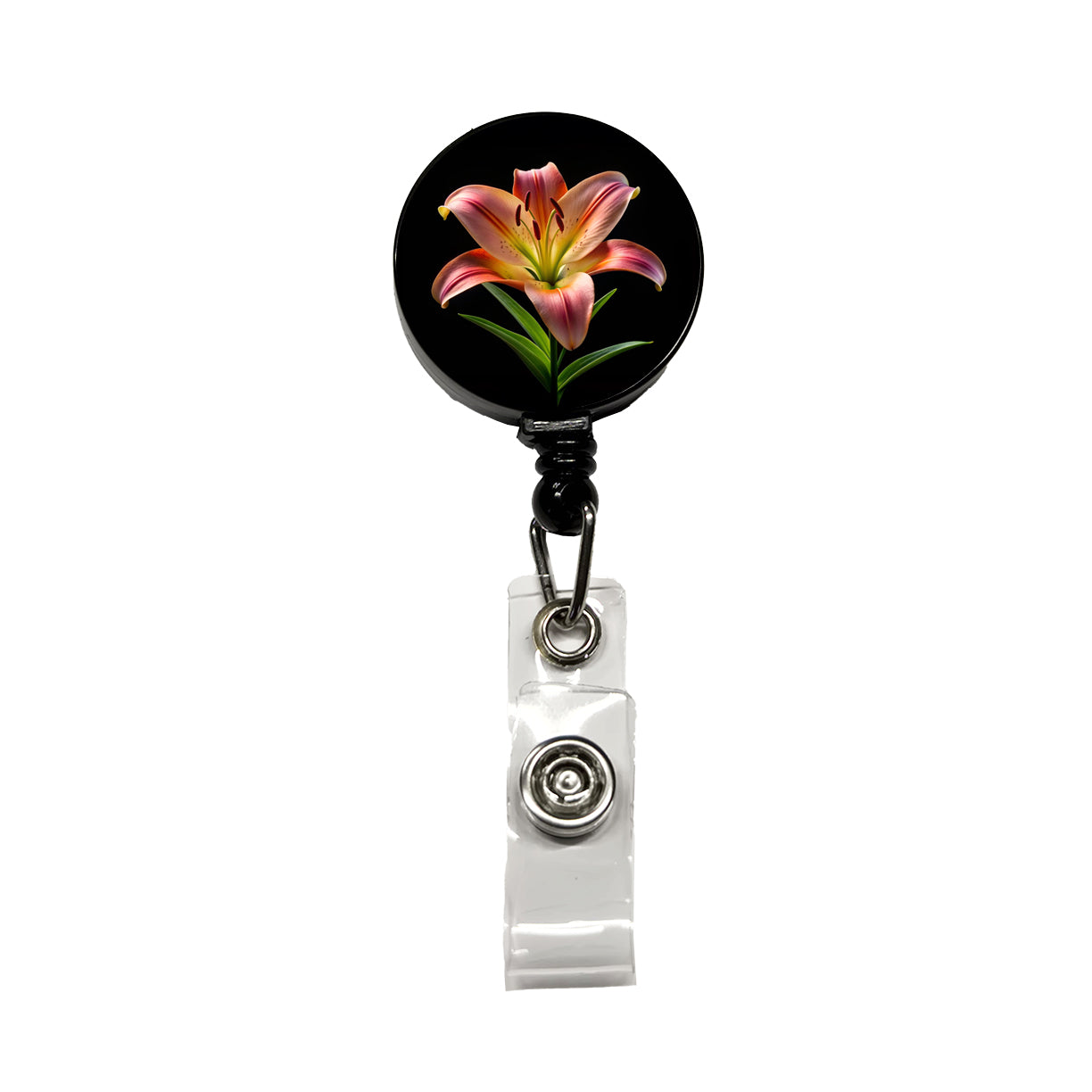 Lily Flower Photo Retractable ID Key Card Name Tag Badge Holder with Clip