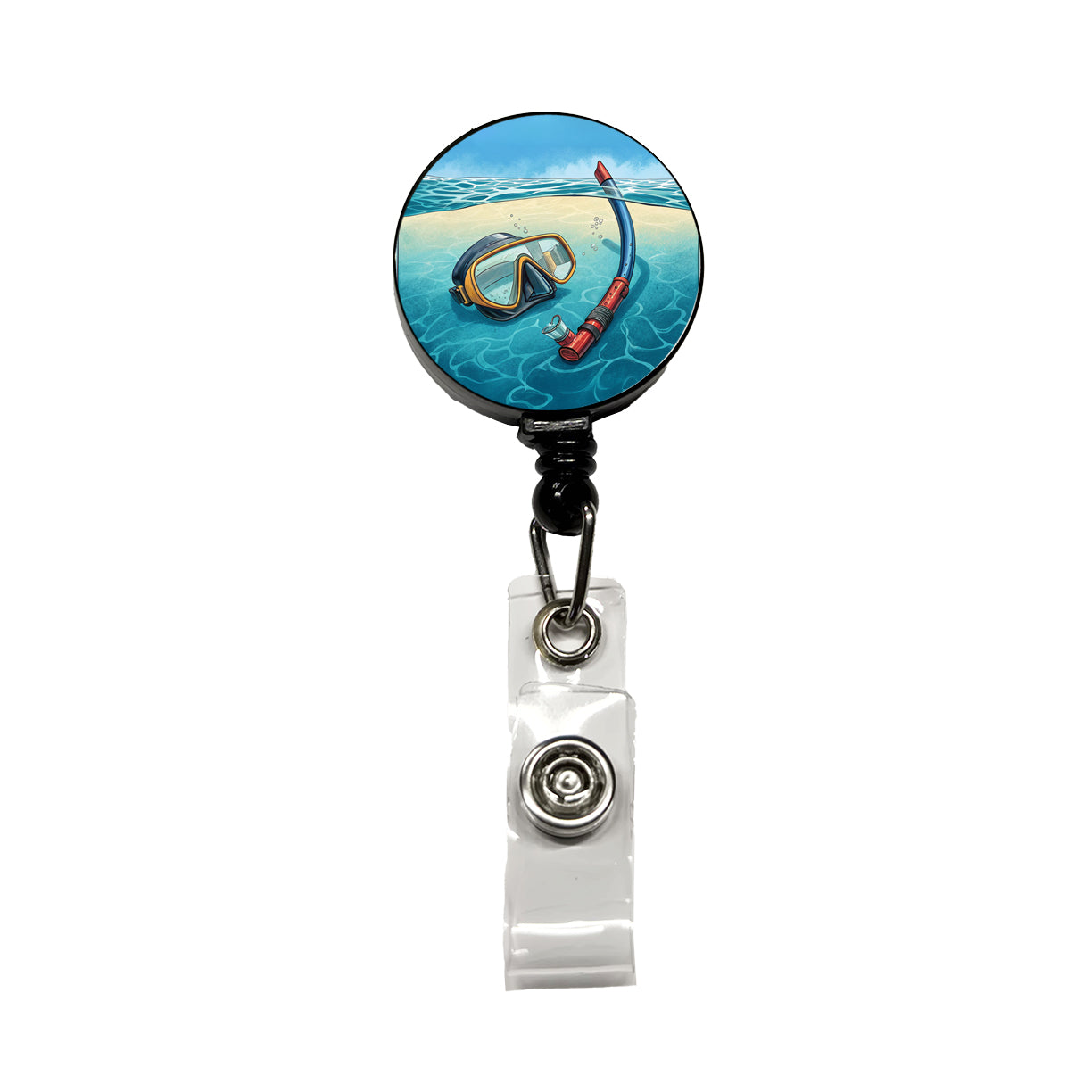 Snorkel And Mask on Beach Retractable ID Key Card Name Tag Badge Holder with Clip