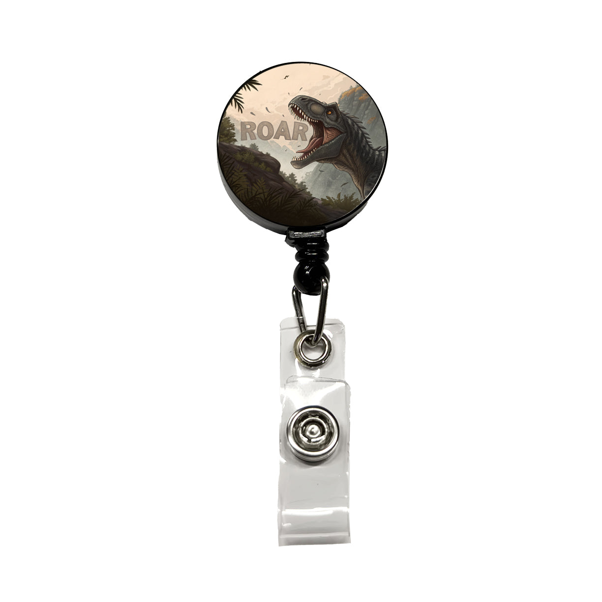 Allosaurus Roar Dinosaur Retractable ID Key Card Name Tag Badge Holder with Clip