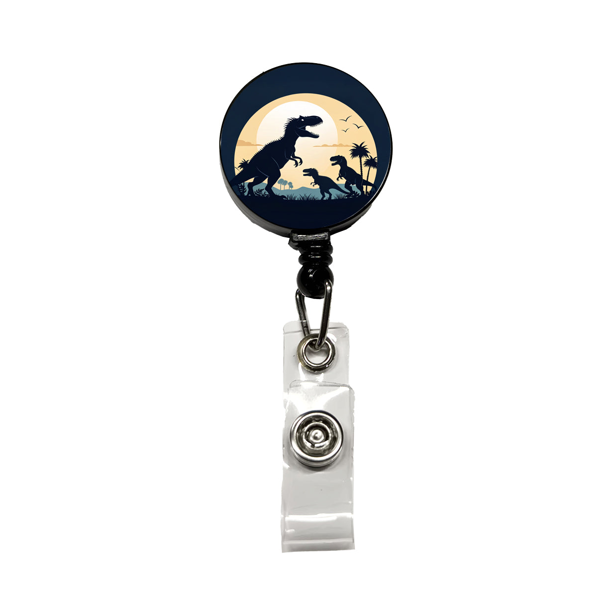 Allosaurus Silhouettes Dinosaurs Retractable ID Key Card Name Tag Badge Holder with Clip