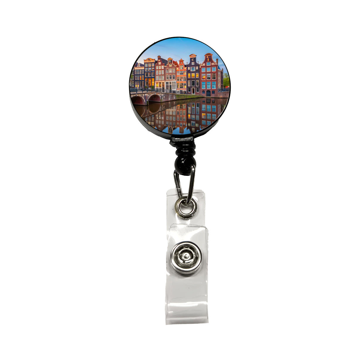 Amsterdam Netherlands Photo Retractable ID Key Card Name Tag Badge Holder with Clip