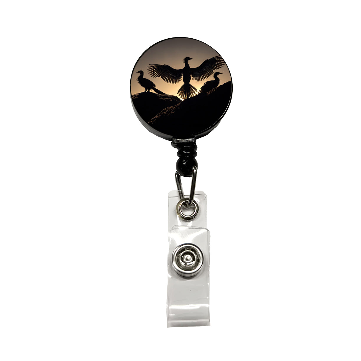 Archaeopteryx Silhouettes Dinosaurs Retractable ID Key Card Name Tag Badge Holder with Clip
