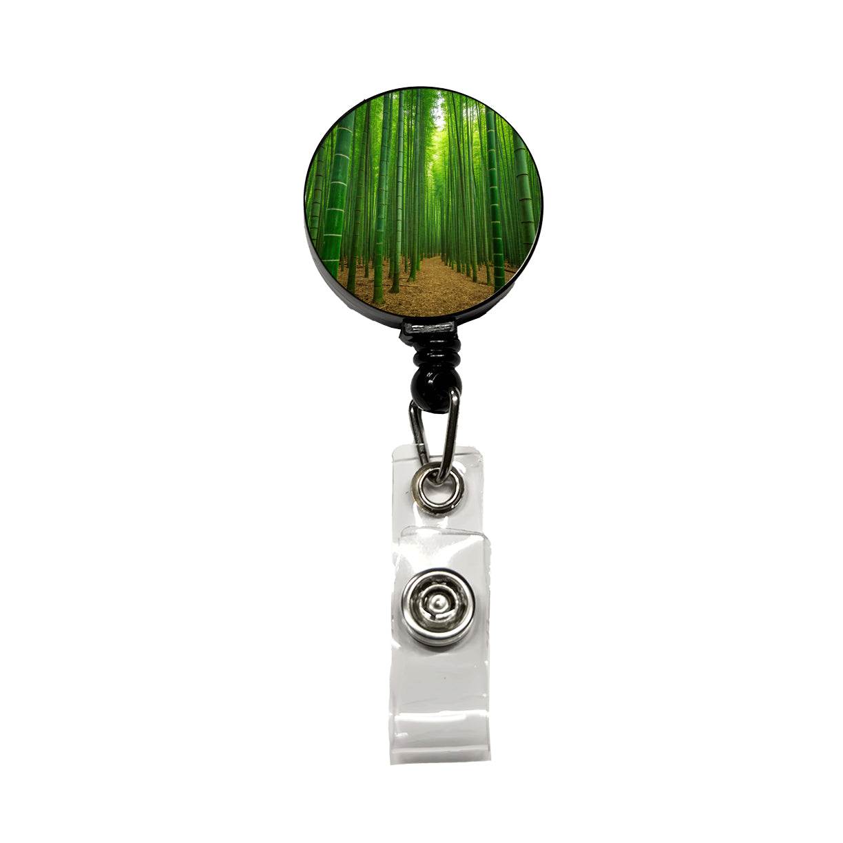 Bamboo Grove Forest Retractable ID Key Card Name Tag Badge Holder with Clip