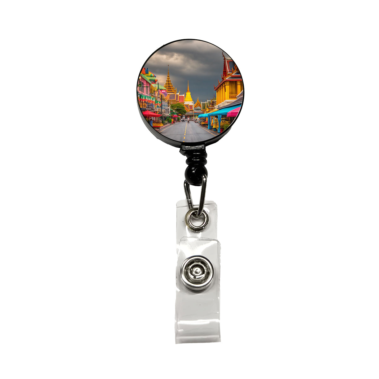 Bangkok Thailand Street Retractable ID Key Card Name Tag Badge Holder with Clip