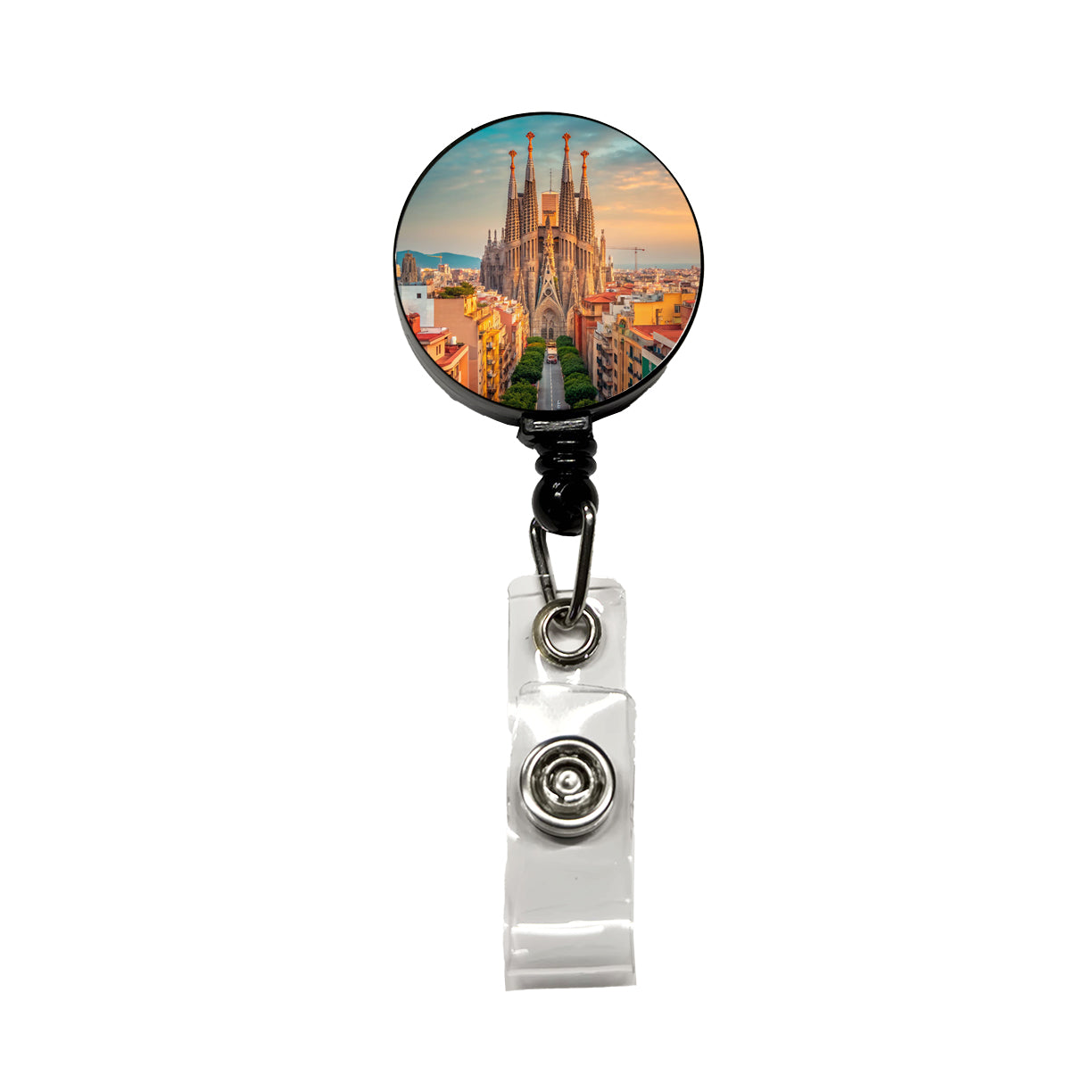 Barcelona Spain Beautiful Retractable ID Key Card Name Tag Badge Holder with Clip