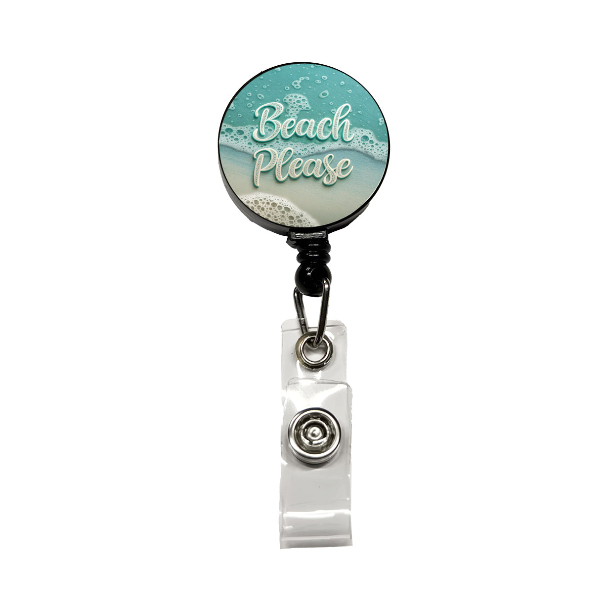 Beach Please Sea Foam Ocean Retractable ID Key Card Name Tag Badge Holder with Clip