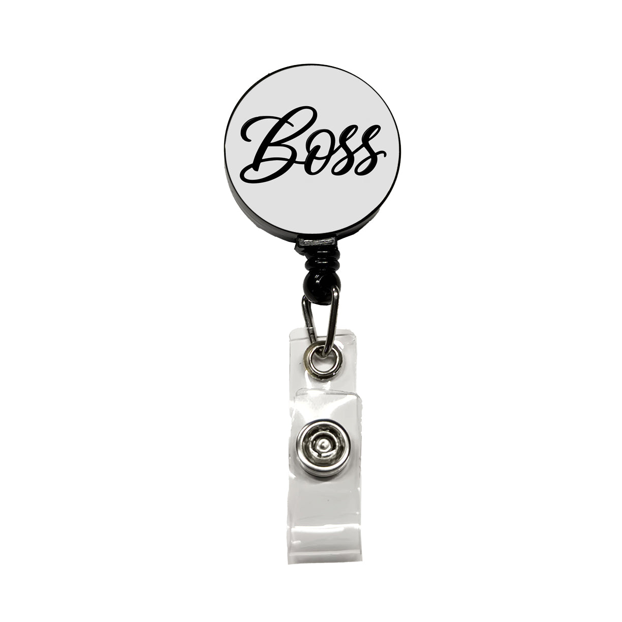 Boss Script Retractable ID Key Card Name Tag Badge Holder with Clip