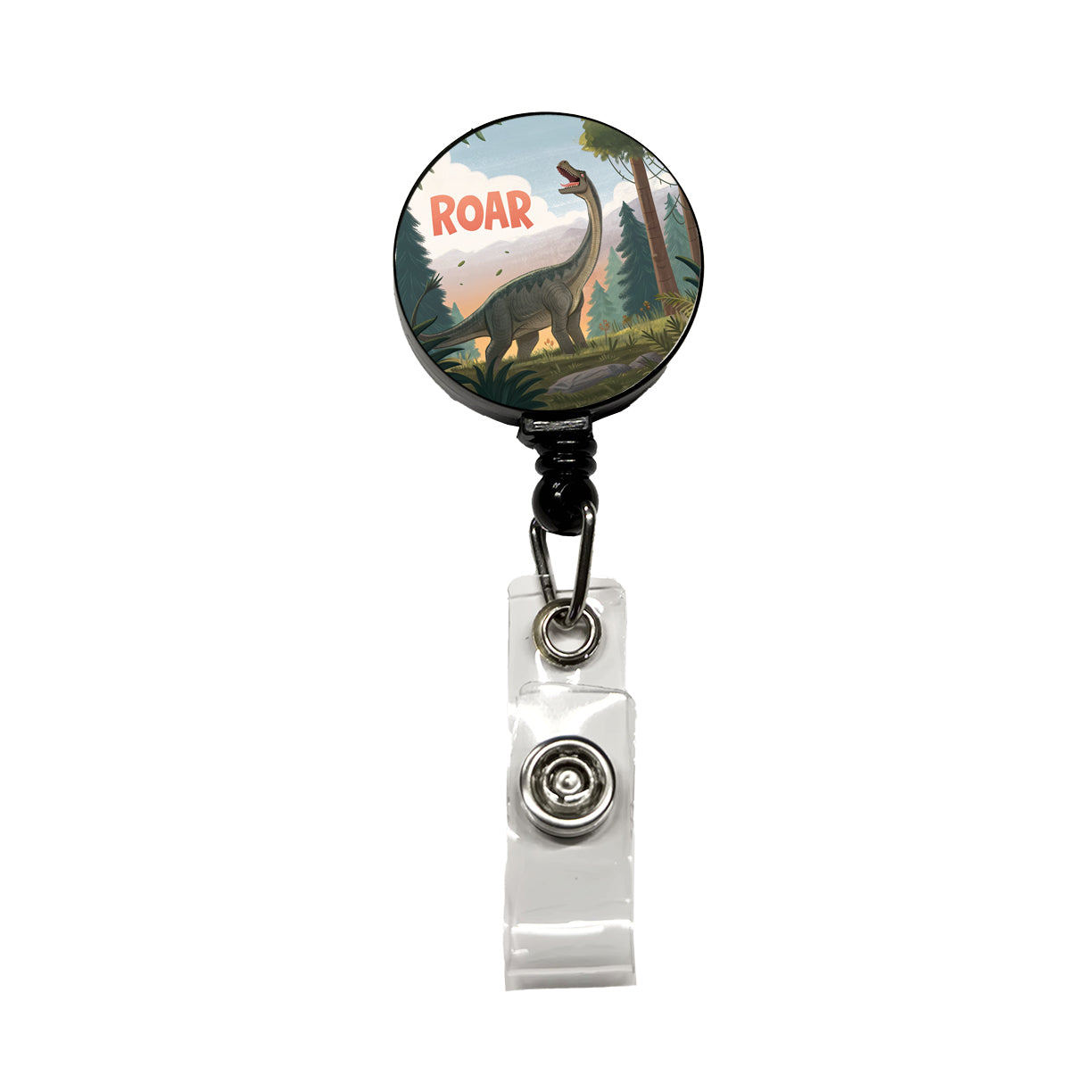 Brachiosaurus Roar Dinosaur Retractable ID Key Card Name Tag Badge Holder with Clip