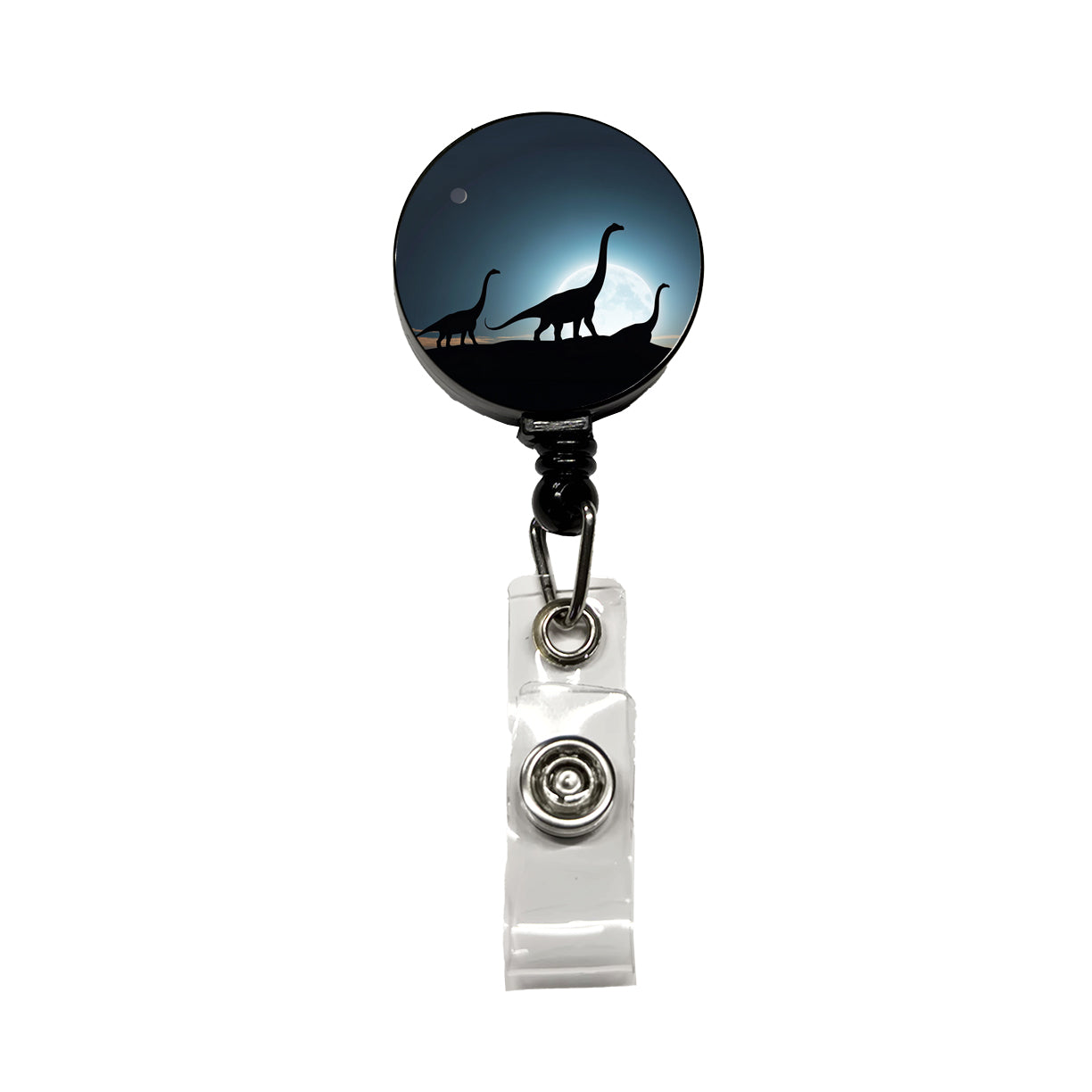 Brontosaurus Silhouettes Dinosaurs Night Sky Retractable ID Key Card Name Tag Badge Holder with Clip