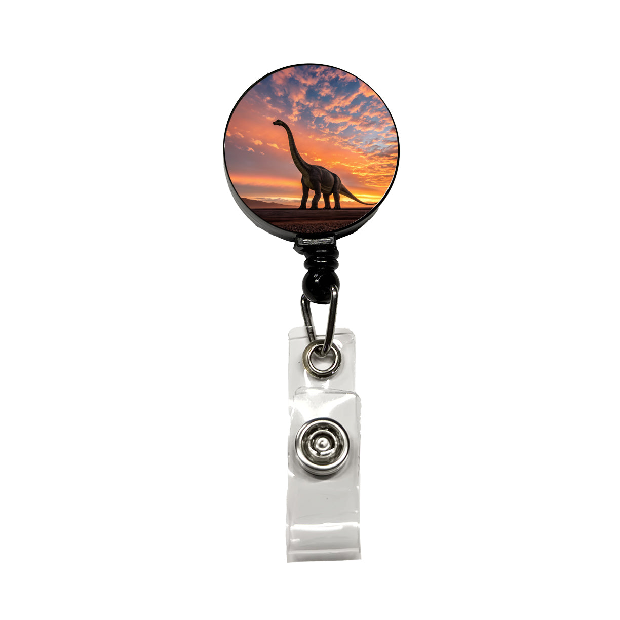 Brontosaurus Sunset Dinosaur Retractable ID Key Card Name Tag Badge Holder with Clip