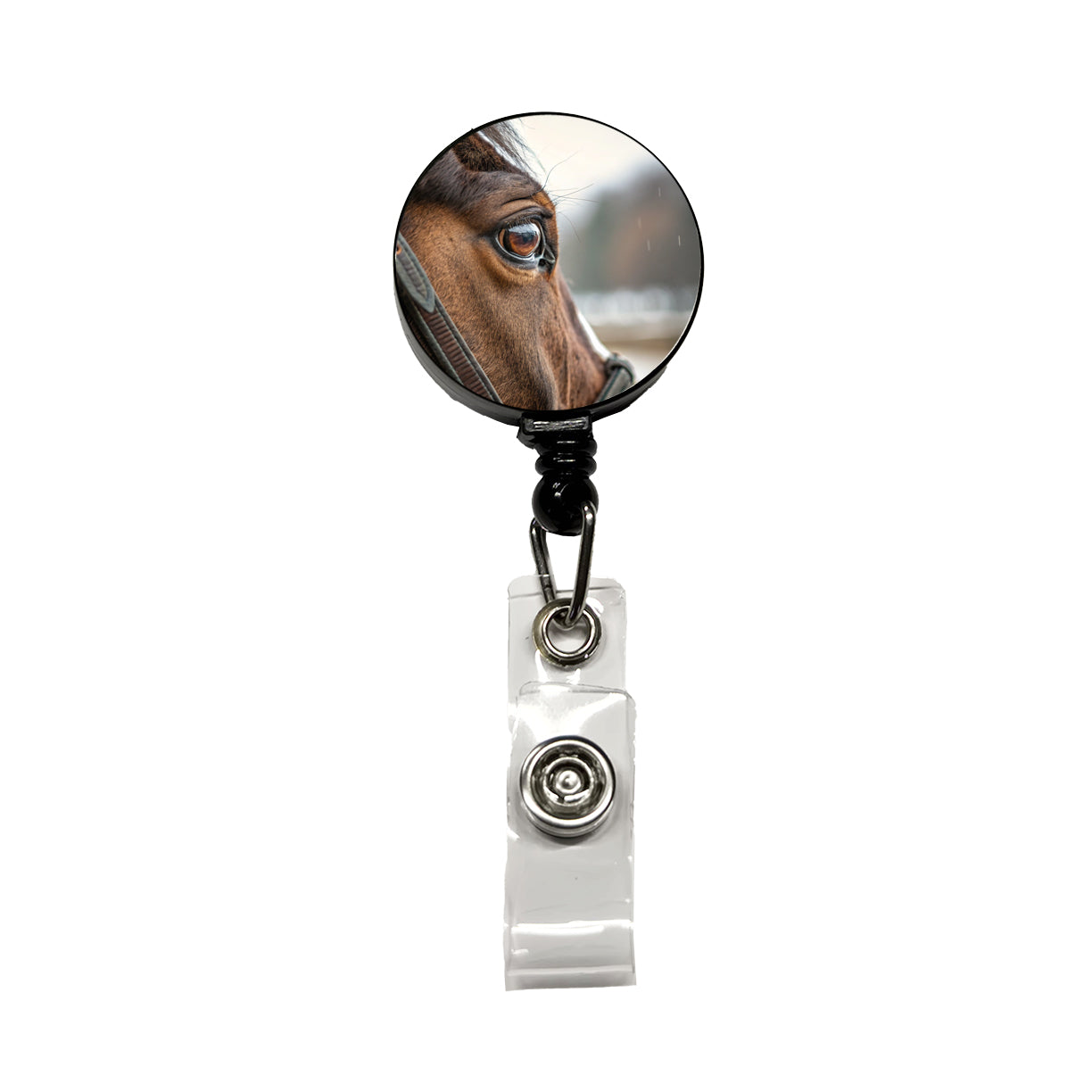 Brown Horse Eye Close Up Retractable ID Key Card Name Tag Badge Holder with Clip