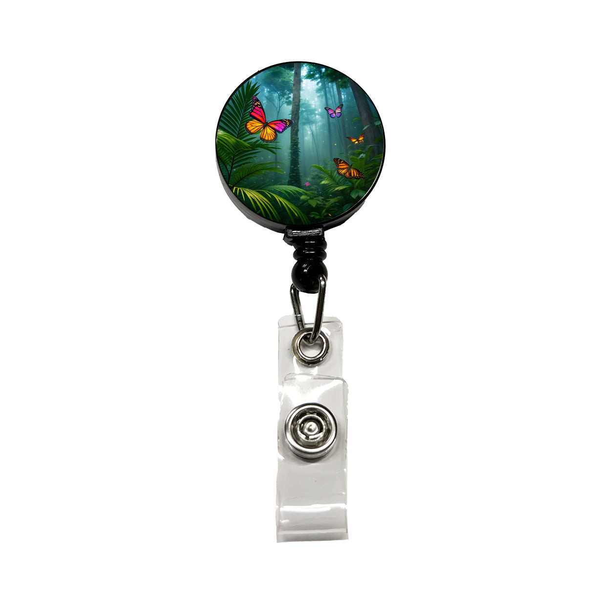 Butterflies In Jungle Forest Retractable ID Key Card Name Tag Badge Holder with Clip