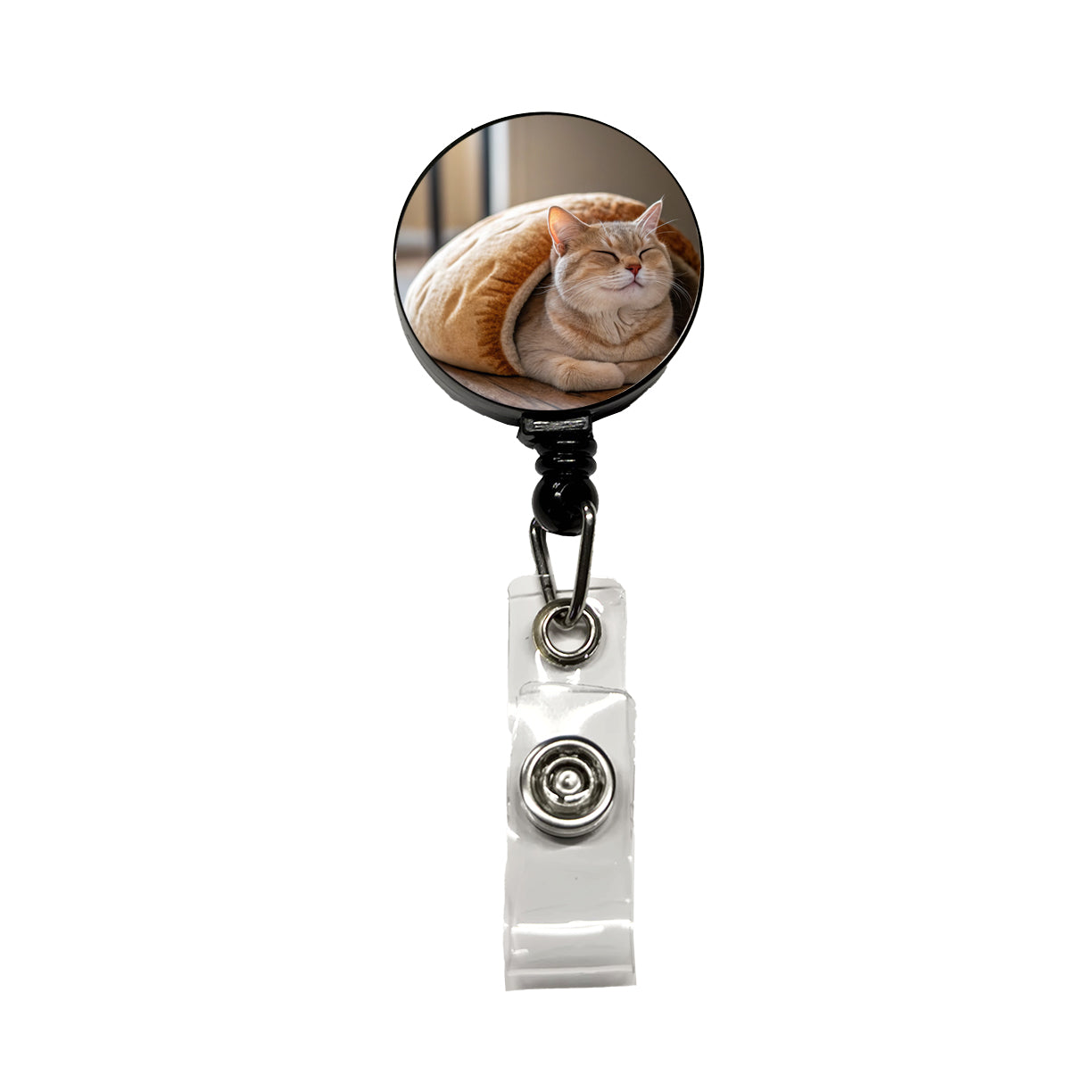 Cat Loaf Cute Retractable ID Key Card Name Tag Badge Holder with Clip