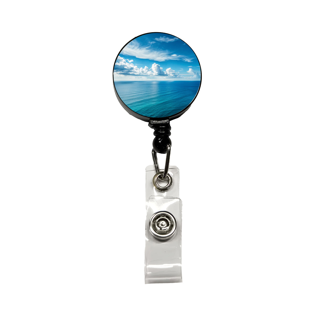 Clean View Just Sea Sky Ocean Retractable ID Key Card Name Tag Badge Holder with Clip